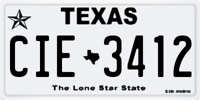 TX license plate CIE3412