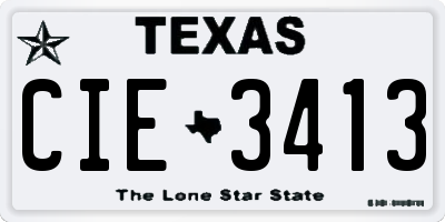 TX license plate CIE3413