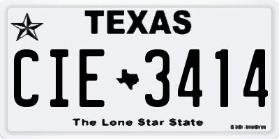 TX license plate CIE3414