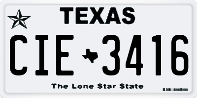 TX license plate CIE3416
