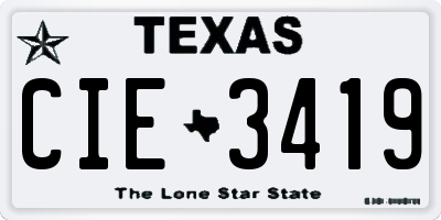 TX license plate CIE3419