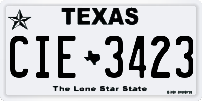 TX license plate CIE3423