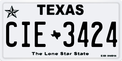 TX license plate CIE3424