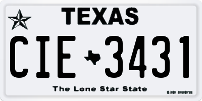 TX license plate CIE3431