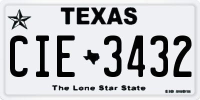TX license plate CIE3432