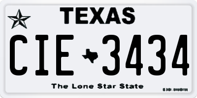 TX license plate CIE3434