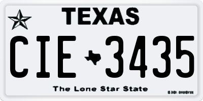 TX license plate CIE3435