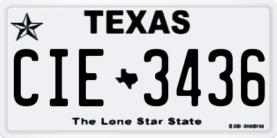 TX license plate CIE3436