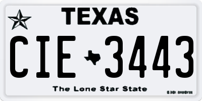 TX license plate CIE3443