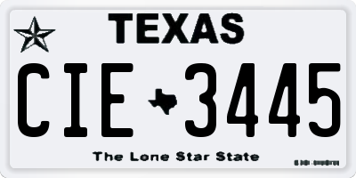 TX license plate CIE3445