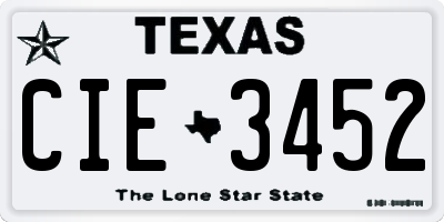 TX license plate CIE3452