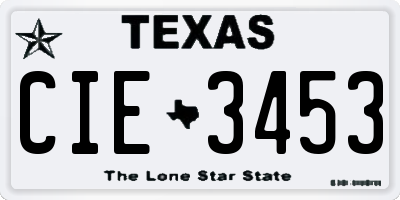 TX license plate CIE3453