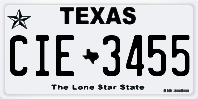 TX license plate CIE3455