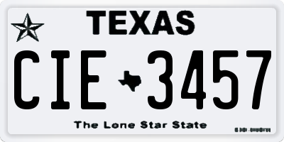 TX license plate CIE3457