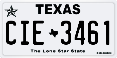 TX license plate CIE3461