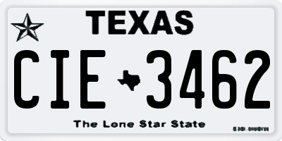 TX license plate CIE3462