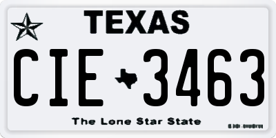 TX license plate CIE3463