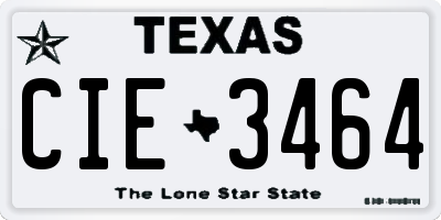 TX license plate CIE3464