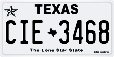 TX license plate CIE3468