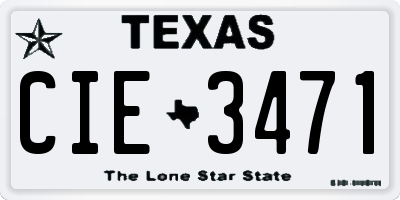 TX license plate CIE3471
