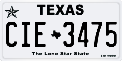 TX license plate CIE3475
