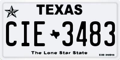 TX license plate CIE3483