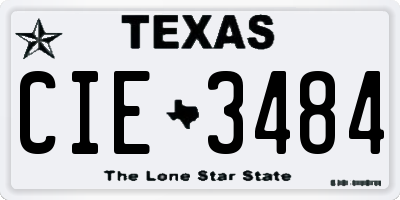 TX license plate CIE3484