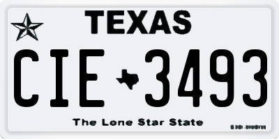 TX license plate CIE3493