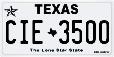 TX license plate CIE3500