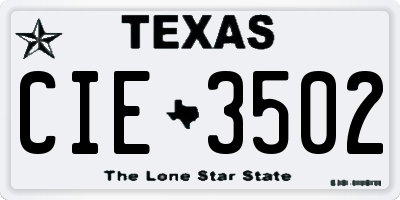 TX license plate CIE3502