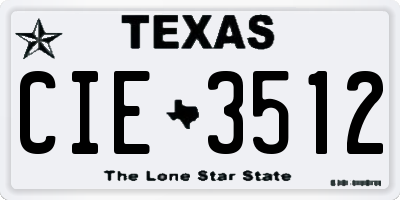 TX license plate CIE3512