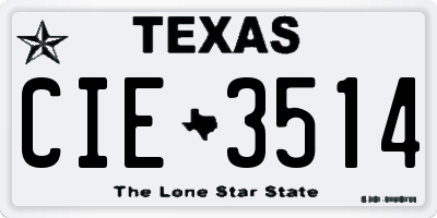 TX license plate CIE3514