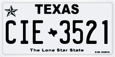 TX license plate CIE3521