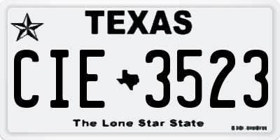 TX license plate CIE3523