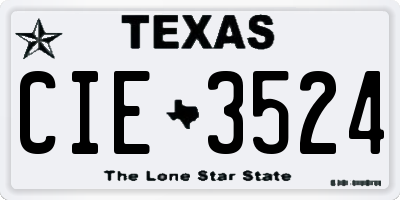 TX license plate CIE3524
