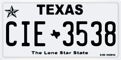 TX license plate CIE3538