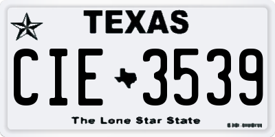 TX license plate CIE3539