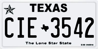 TX license plate CIE3542