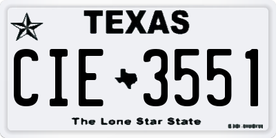 TX license plate CIE3551