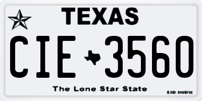 TX license plate CIE3560