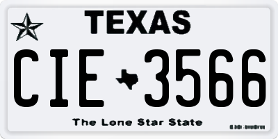 TX license plate CIE3566