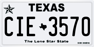 TX license plate CIE3570