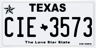 TX license plate CIE3573