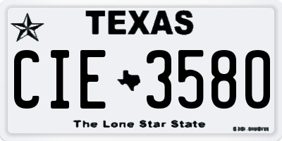 TX license plate CIE3580