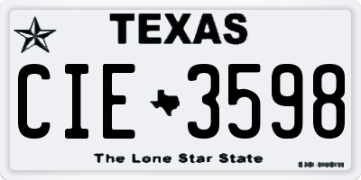 TX license plate CIE3598
