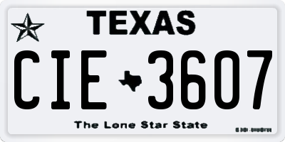 TX license plate CIE3607