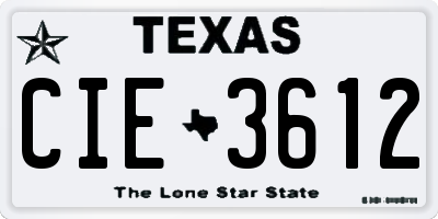 TX license plate CIE3612