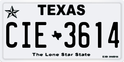 TX license plate CIE3614