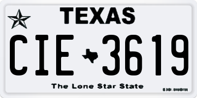 TX license plate CIE3619