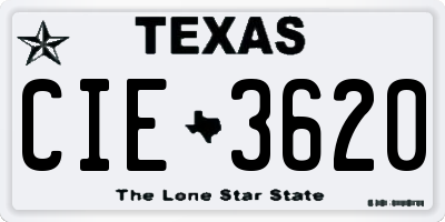 TX license plate CIE3620